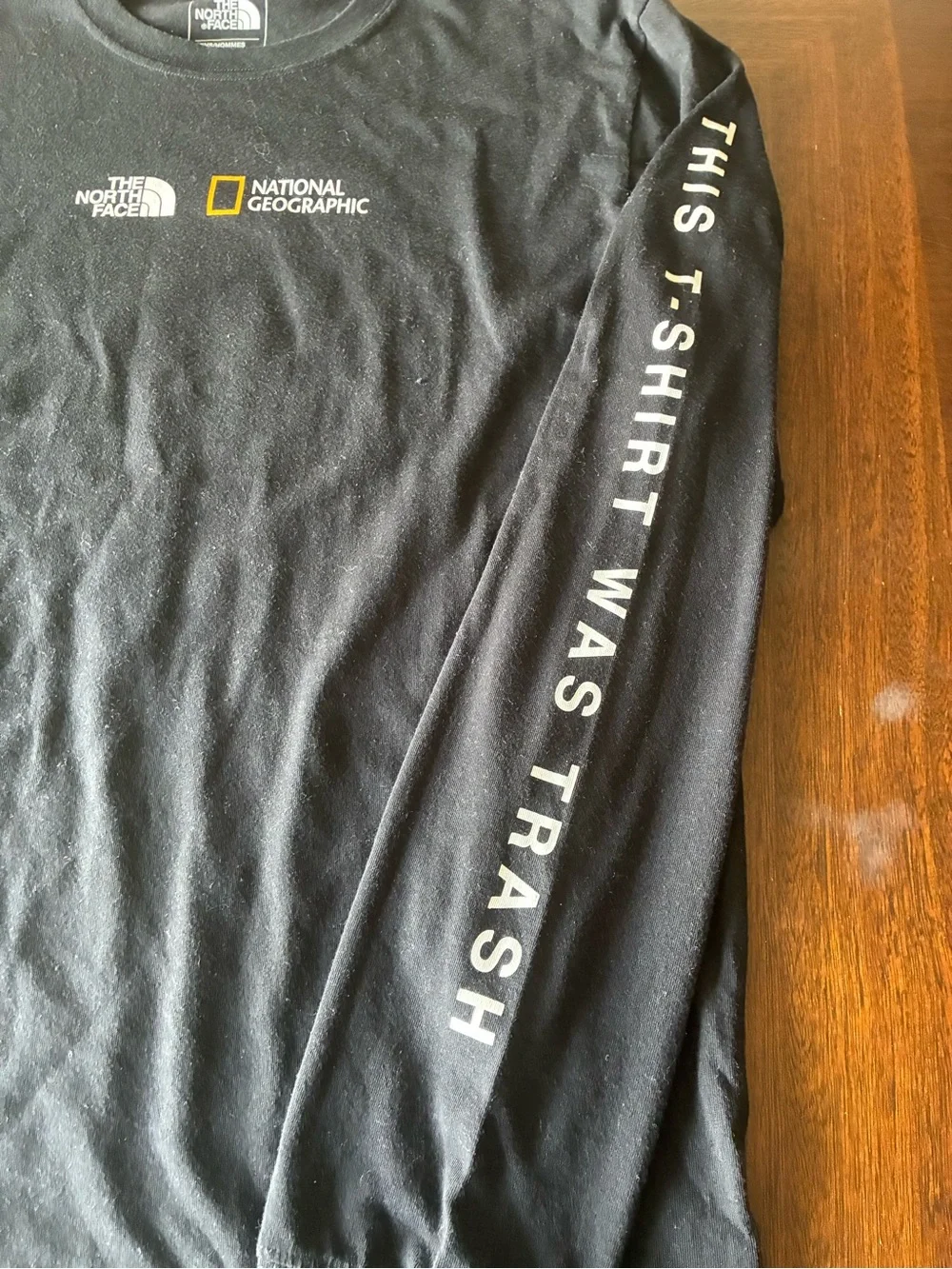 The North Face x National Geographic mens S Black Long Sleeve Logo Tee Recycled